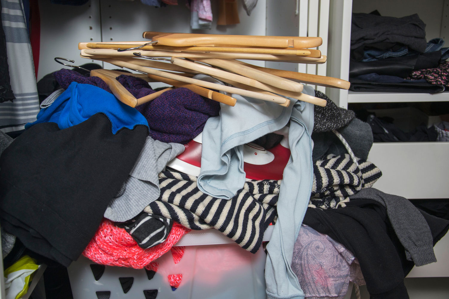 Cluttered space before organizing